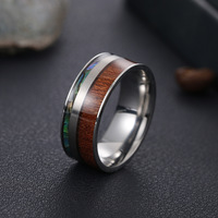 Bagues de fiançailles et de mariage tendance pour hommes en carbure de tungstène avec coquille d'ormeau et bois de 8 mm – Bijoux pour hommes