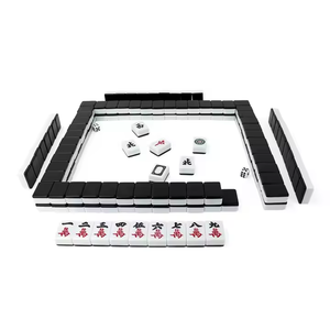 Vente en gros de carreaux de mahjong chinois en mélamine 144pcs taille de moule personnalisée 30mm avec noir blanc bicolore pour jeux de casino - Product Image 2