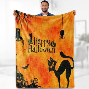 Manta de franela de Halloween para mujeres y hombres, manta de regalo con temática de Halloween de 50x60 pulgadas, manta suave con murciélago de araña de calabaza para niños y niñas - Product Image 3