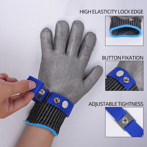 Gants de <span class=keywords><strong>cuisine</strong></span> en acier inoxydable résistants aux coupures, gants de protection <span class=keywords><strong>anti</strong></span>-<span class=keywords><strong>coupure</strong></span>, durables, antirouille, fiables, en maille d'acier inoxydable - Product Image 2