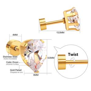 Elegant Stainless Steel <b>Stud</b> <b>Earring</b> for Women 6mm Shining Zircon <b>Earrings</b> 18K Gold Plated <b>Earrings</b> Jewelry - Product Image 4