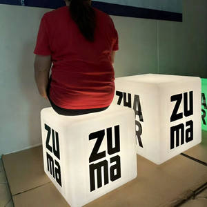 Cubos LED Luminosos, Asientos con Logotipo Personalizado, Cubo LED RGB Recargable, Lámpara de Pie LED para Decoración de Bares y Eventos - Product Image 2