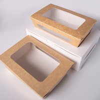 Boîte à sushi en kraft rectangulaire avec fenêtre transparente, conteneur jetable pour sushi à emporter, restauration, emballage en vrac personnalisé avec logo OEM