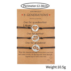 Pulseras de acero inoxidable hechas a mano con corazón de cuerda tejida, Set de 3 unidades - Product Image 2