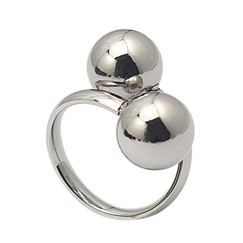 Rings for Girl Silver 316L Stainless Steel Lovely Design with Beads Christmas Present Cute Femme Jewelry 2 Size 6/10