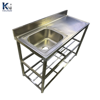 Évier de cuisine simple fait main sur mesure avec revêtement nano et égouttoir pour cuisine industrielle