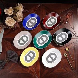 Hot Sale Nordic Luxury Seven Colors Restaurant Set Oval Runway Ceramic Plate Plate with <b>Gift</b> <b>Box</b> - Product Image 2