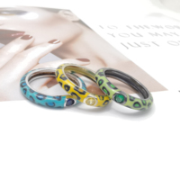 Bague S925 en émail léopard coloré - Bague statement artistique en argent sterling avec sertissage clos