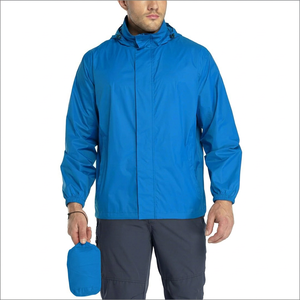 <b>Men's</b> Waterproof Hooded Windbreaker Jacket Lightweight Packable Zip Up <b>Rain</b> <b>Coat</b> Blue - Product Image 1