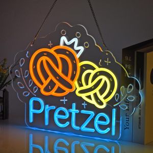 Luz LED de neón con diseño de pretzel para decoración de pared, ideal para panaderías, cafeterías, restaurantes, tiendas de snacks, pastelerías, como luz indicadora de entrada y luz ambiental. - Product Image 2