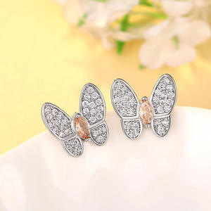 Eleganti Orecchini a Farfalla con Diamanti, Oro Bianco, Taglio Marquise, Diamanti Naturali di Fantasia, Gioielli in Argento per Uso Quotidiano Femminile - Product Image 5