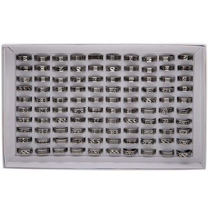 Bagues classiques en acier inoxydable pour hommes et femmes, bijoux, cadeaux, lot mixte de boîtes à bagues - Product Image 3