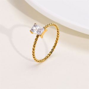 Minimalist square Zircon Charm <b>Ring</b> Jewelry Twist <b>Thin</b> <b>Rings</b> for Women - Product Image 4