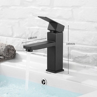 Robinet de lavabo de salle de bain en laiton et acier inoxydable SUS304 noir de luxe à trou unique