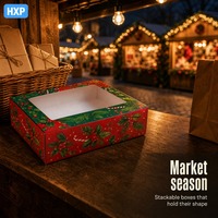 Boîte cadeau de Noël personnalisée avec fenêtre transparente, emballage imprimé festif