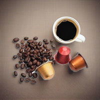 Capsules de café expresso OEM, mélange Arabica Robusta, décaféiné, torréfaction moyenne douce, 0,052 kg en boîte, compatibles avec les machines Nespresso