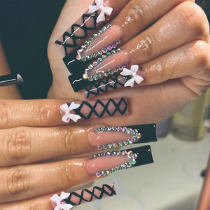 <span class=keywords><strong>Faux</strong></span> <span class=keywords><strong>ongles</strong></span> réutilisables, <span class=keywords><strong>ongles</strong></span> carrés à presser, longue durée, design papillons 3D, bleu brillant, couverture complète - Product Image 6