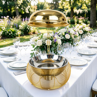 Plat de service de luxe doré 8L en acier inoxydable, chauffe-plats de buffet, équipement de restauration, chauffage à l'alcool, pour mariages et réceptions