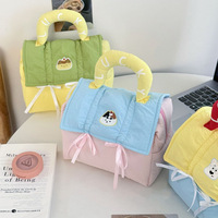 Sac de rangement pour maquillage ODM multicolore, adorable motif maison de dessin animé, grande capacité, sac de toilette décoratif à porter à la main pour femmes