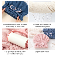 Turban séchant pour cheveux en velours corail, bonnet absorbant épais rose avec nœud, serviette de douche à séchage rapide, bonnet absorbant l'eau pour cheveux secs