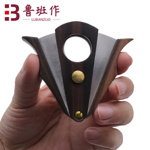 Coupe-cigares en bois Lubanzuo, acier inoxydable, double lame, forme triangulaire, accessoires manuels pour cigares - Product Image 1