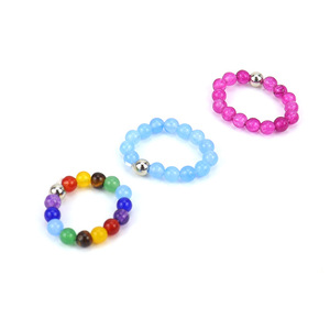 Nouvelle bague élastique pour femme, faite à la main, avec perles multicolores en agate brute, R07 - Product Image 1