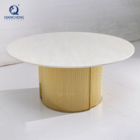 Table basse centrale moderne en mdf haute brillance design distributeur de meubles en gros grande table basse ronde blanche et dorée