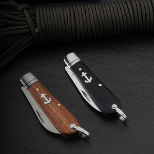 Cuchillo Plegable Tradicional para Electricistas BAI CHUANG, Cuchillo de Camping, Cuchillo de Acero Inoxidable con Borde Biselado y Mango de Madera, para Trabajos con Cables Sin Aislamiento - Product Image 3