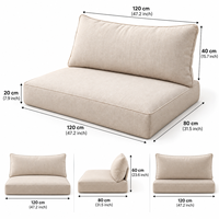 Coussin de patio beige tissé, résistant aux intempéries, avec mousse ferme et drainage de l'eau, doux, confortable, soutien optimal, coutures fines, respirant, confort durable
