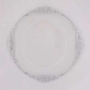 2024 mariage or argent couleur gaufré jante table décoration clair chargeur plaques nouveau design à motifs jante sous la <span class=keywords><strong>plaque</strong></span> pour l'événement - Product Image 5