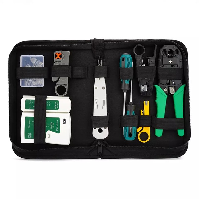Hand-Power Network Repair Tool Kit Stainless Steel Cable Lan Tester Cutter Stripper Crimp Pliers