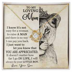 Collier UIONEN Lion Queen Mom en cuivre avec nœud d'amour classique et carte personnalisée avec texte - Cadeau de la fête des mères de la part de son fils - Product Image 4