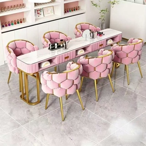 Juego de Mesa y Silla para Manicura Estilo Crema, Lujo Ligero, Multifuncional, para Una o Dos Personas, Precio Especial Económico - Product Image 1