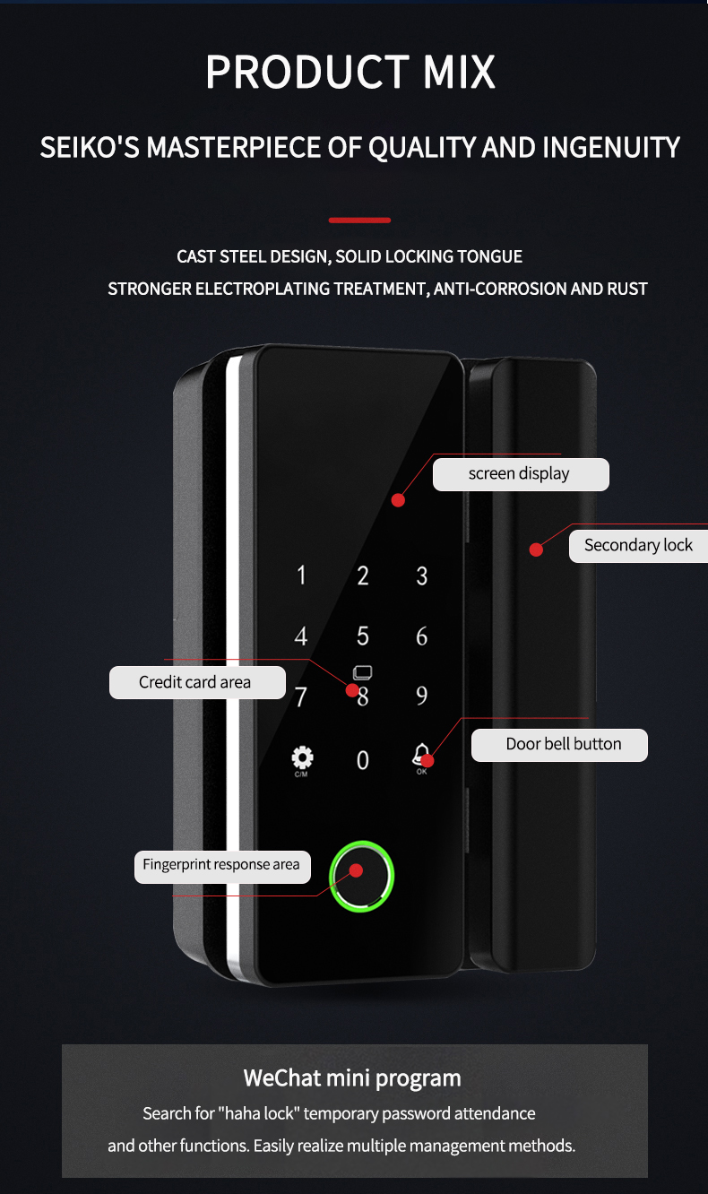 smart glass door lock fingerprint lock password smartsteps security app electronic smart anti-theft deadbolt lock bd safety lok