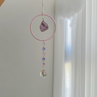 Esfera de Cristal Pulido Hecha a Mano, Ecológica y de Alta Calidad, 40cm, Decoración Colgante con Corazón Rosa, Anillos de Hierro, Impresión UV, Venta al Por Mayor