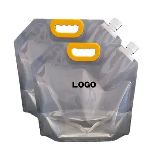 Vente en gros sac d'emballage liquide transparent épais vertical pliable voyage alimentation en eau d'urgence remplissage tête bec verseur sacs de poche