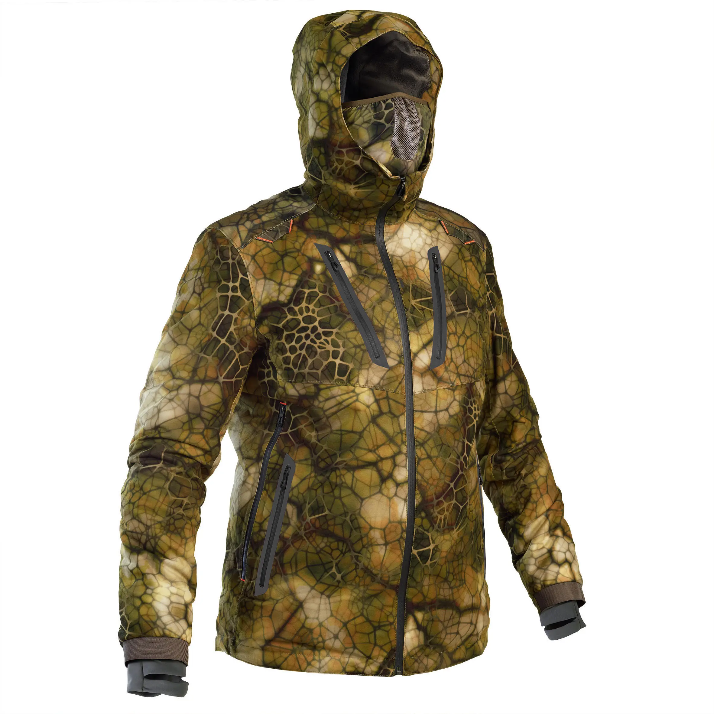 Outdoor wasserdichte warme Camouflage Herren gepolsterte Jacken mit Kapuze Camo Print Silent Fabric Jagd jacke OEM Custom