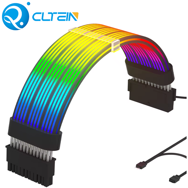 24 Pin RGB LED Strip Light Extension Cable ATX TPE LED Light Sync RGB Extension Cable PSU 5V3Pin ARGB PRO for Computer Case