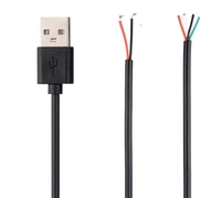 Kabel USB 2.0 a Male ke Ujung Kabel Tanpa Isolasi 2pin 4pin untuk Pengisian Cepat Lampu LED Strip