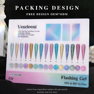 Vente chaude Vendeeni 15 couleurs Collection de vernis à ongles gel disco réfléchissants GRATUIT TPO HEMA OEM/ODM Flash vernis à ongles gel à paillettes de diamant - Product Image 5