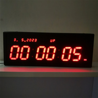 Stopwatch LED 6 Digit 3 Inci Big Nixie Tube yang Dapat Diprogram, Penghitung Waktu Naik/Turun untuk GYM, Jam dengan Lampu Merah Desain Art Deco, Adaptor AC-DC