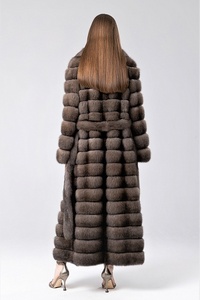 <span class=keywords><strong>Manteau</strong></span> de fourrure de zibeline russe pleine longueur gris argenté de fabrication d'usine - Product Image 3