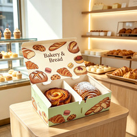 Boîtes à pain en carton alimentaire, personnalisables avec logo en relief, auto-érectables, écologiques, avec fenêtre, pour boulangerie, vente en gros