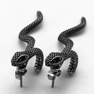 yunnique Titanium Steel Snake <b>Stud</b> <b>Earrings</b> With Diamond Eyes Animal Zodiac Design For Men And Women - Product Image 5