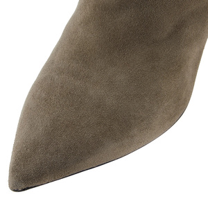 Green Suede Leather Pointed Toe Wide Calf Slouch <strong>Kitten</strong> Mid <strong>Heel</strong> Knee High <strong>Boot</strong> Women - Product Image 4