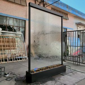 Cascade d'eau en acier inoxydable sur pied, personnalisée pour jardin, avec cascade en verre. - Product Image 3