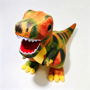 Peluche dinosaure camouflage personnalisée à bouche ouverte, T-Rex orange et vert, Tyrannosaurus Rex en peluche, jouet en peluche T-Rex - Product Image 2
