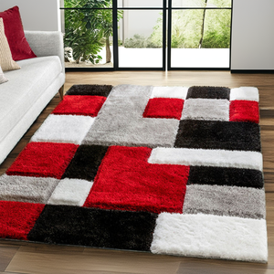 Alfombra 3D de pelo alto, geométrica, de poliéster, hecha a mano y tallada a mano, de lujo, gris y amarilla, para el hogar - Product Image 2