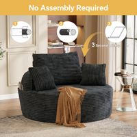 Chaise longue ronde surdimensionnée gris foncé de 55 pouces, canapé d'intérieur avec 4 coussins pour salon