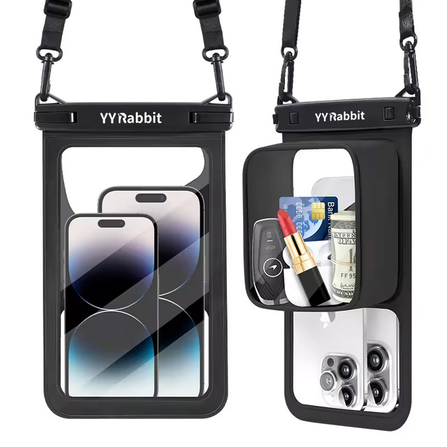 Large Capacity IPX8 Waterproof Floating Mobile Phone Dry Pouch Multi-Purpose Beach Bag Carbon Fiber Metal Big Size for Cell